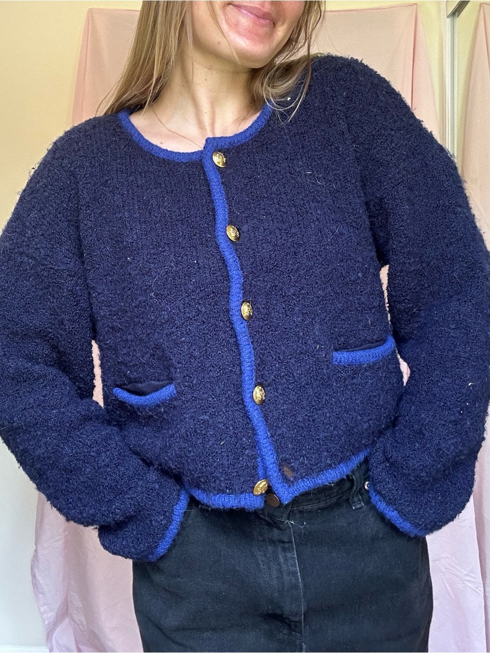 GAP Navy Teddy Jacket with Royal Blue Trim
